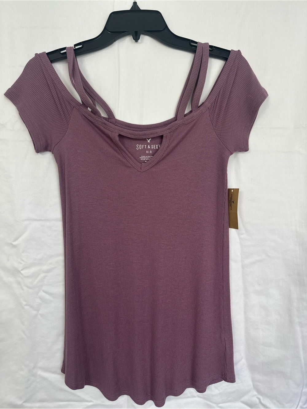 American Eagle Mauve Short Sleeve Strappy Top